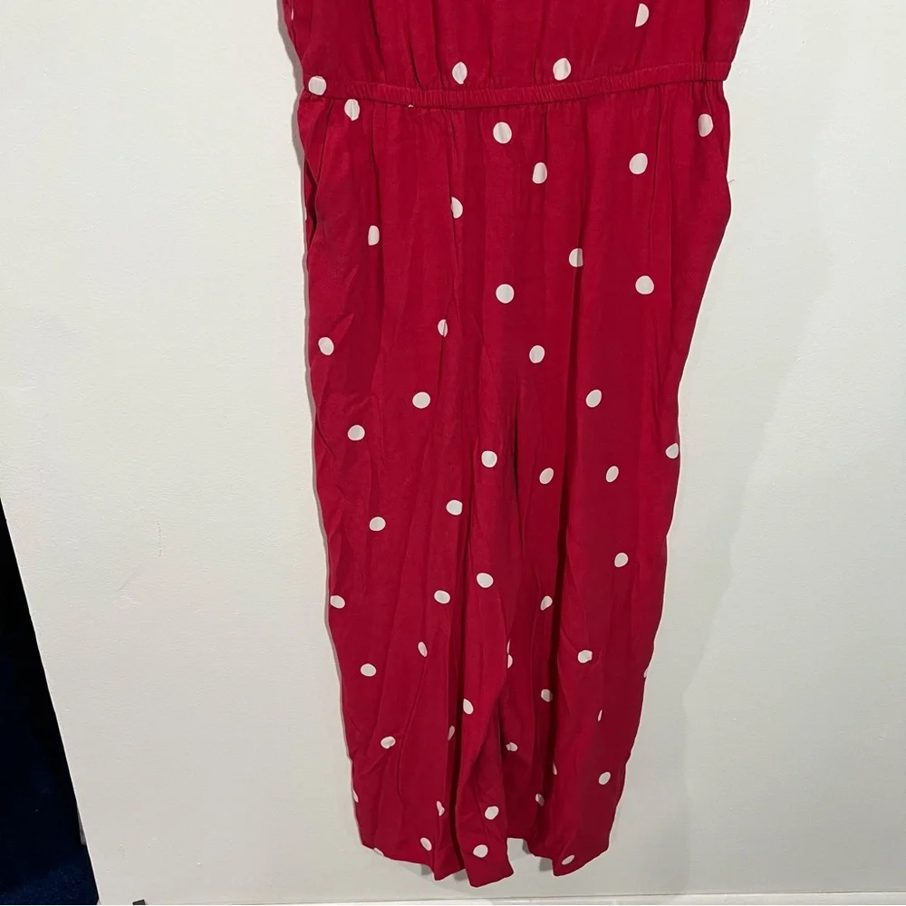 Loft Polka Dot Jumpsuit Elastic Waist‎ Pink/White Medium Summer Casual Parisian